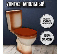 Унитаз напольный с бачком и сиденьем Рио коричневый декор