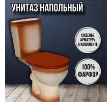 Унитаз напольный с бачком и сиденьем Рио коричневый декор