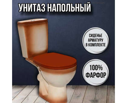 Унитаз напольный с бачком и сиденьем Рио коричневый декор